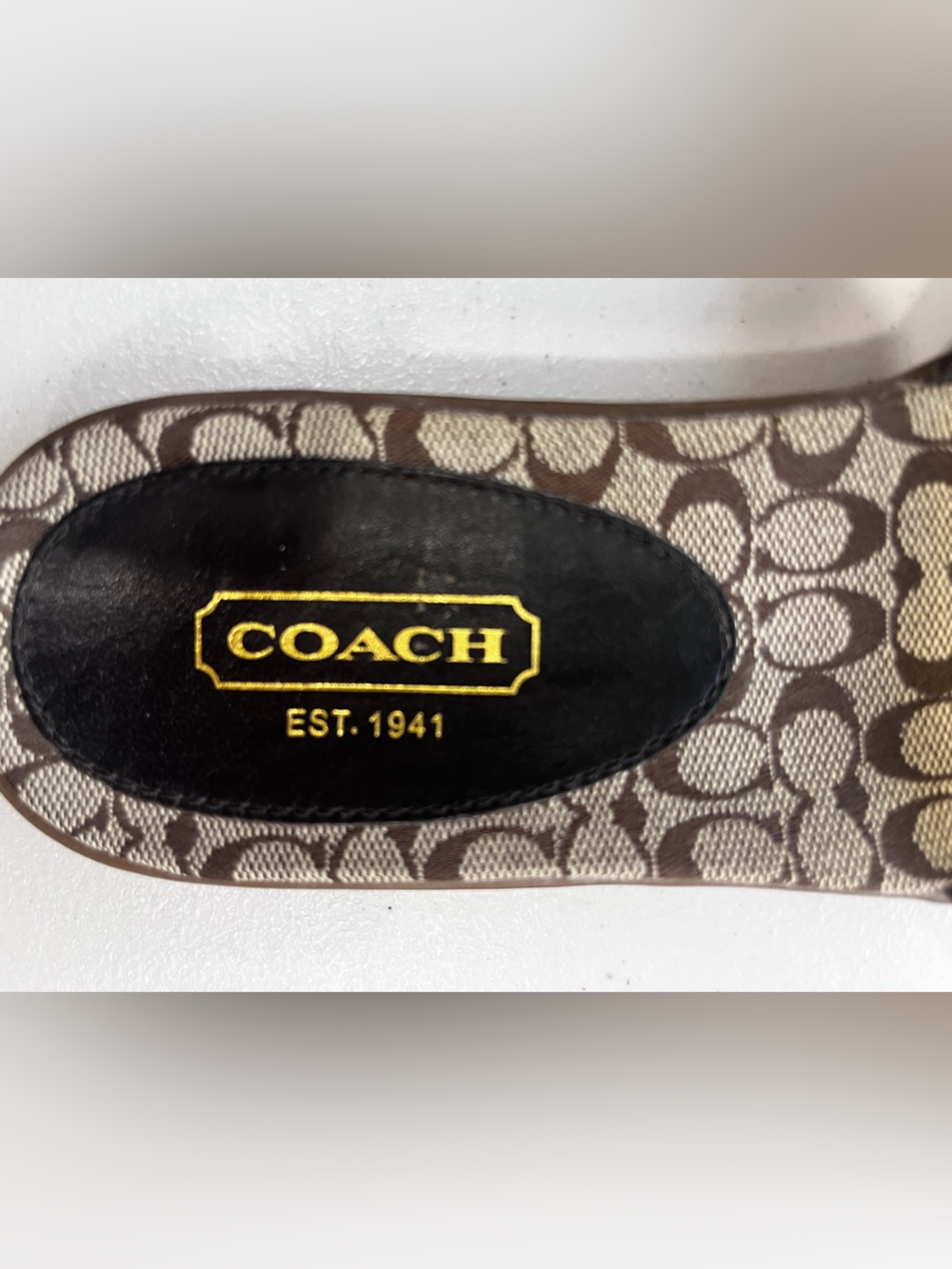 Coach Signature C Jacquard Patent Leather Slide Sandals Brown Sz 8 - Picture 5 of 6